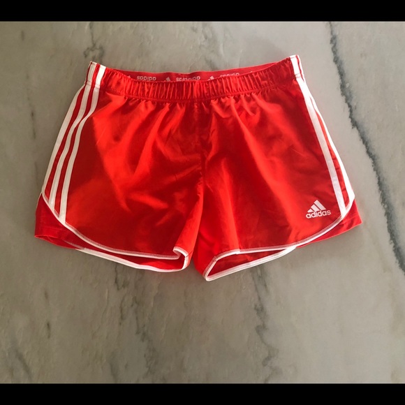 red adidas shorts womens